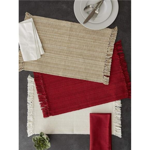 Tabletop Collection, Placemat Set3x19, Taupe, 6 Piece - Picture 2 of 7